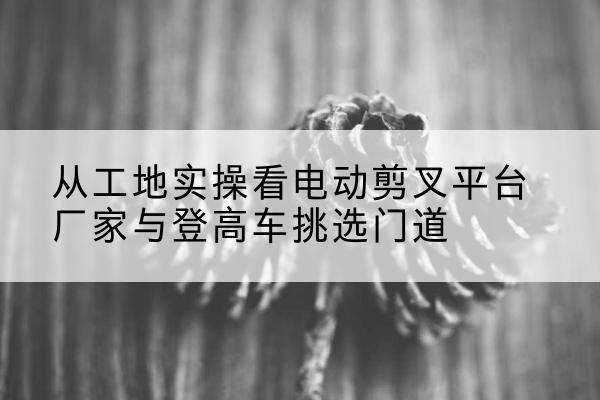 嘉定区电动剪叉升降平台厂家-从工地实操看电动剪叉平台厂家与登高车挑选门道